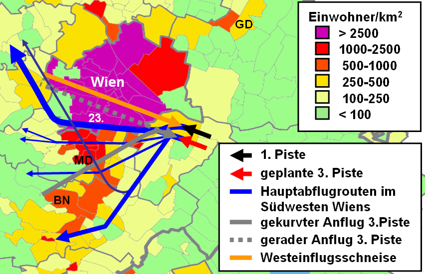 3. Piste fokussiert den Flugverkehrs auf dichtest besiedeltes Gebiet
